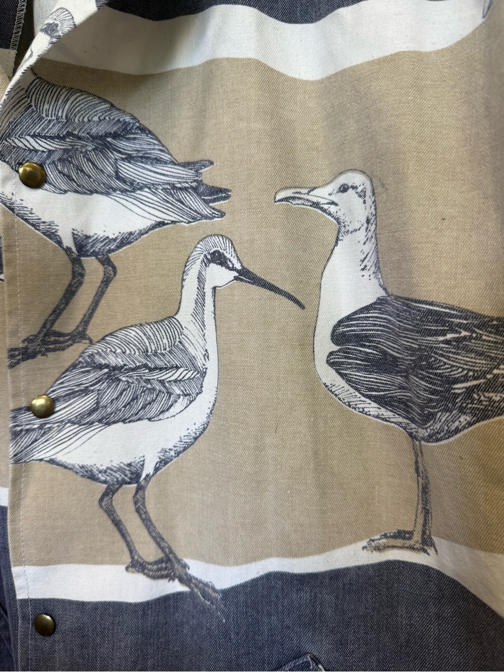 Hooded Utility Jacket with Coastal Bird Print - duck cotton.  Maine, Florida - Picture 2 of 7